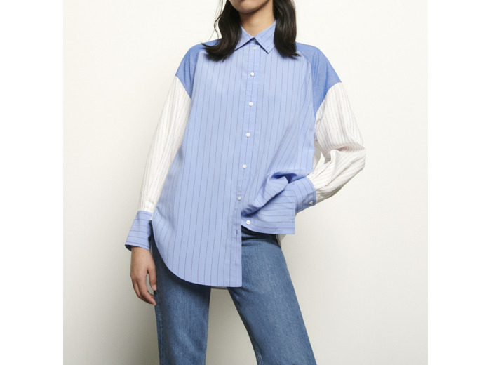 Chemise à rayures over size en patchwork