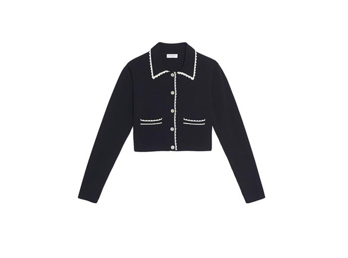 Cardigan court à col chemise