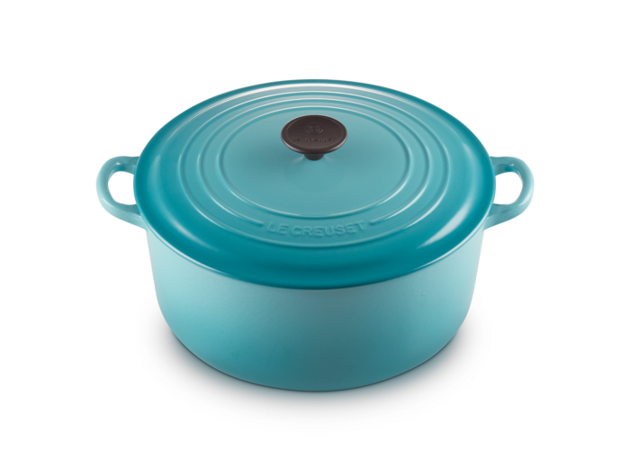 Cocotte ronde 28cm en fonte émaillée bleu caraïbes