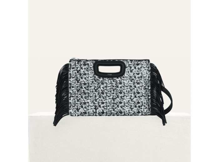 Pochette M Duo en sequins et cuir