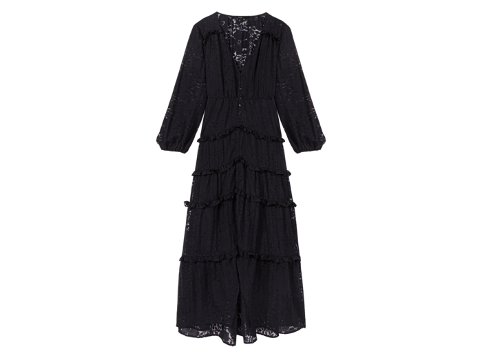 Robe longue volantée à motif