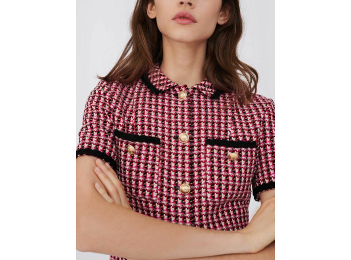 Robe façon tweed contrastée