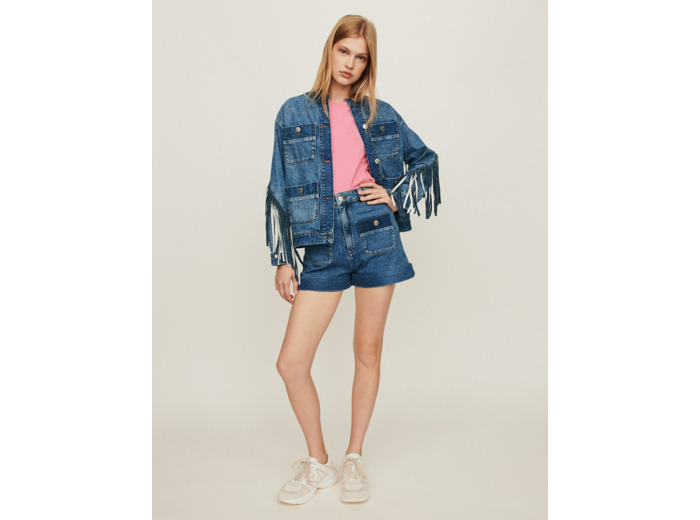Veste en jean avec franges