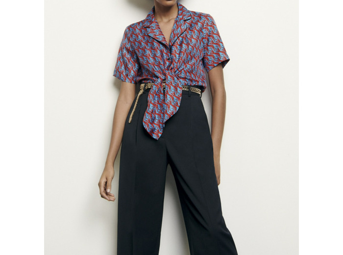 Chemise pyjama en soie imprimée