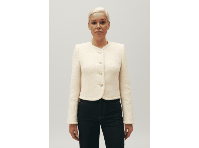 Veste courte tweed ivoire