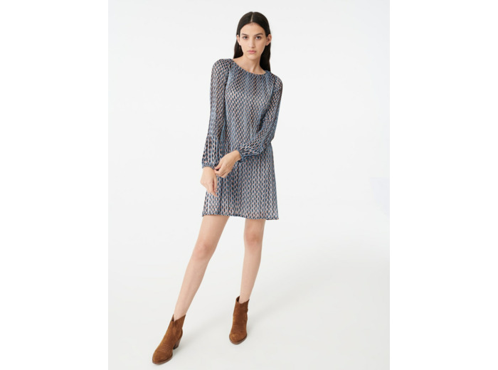 Robe plissée en jacquard lurex imprimé