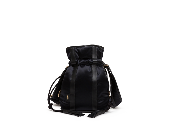 ELSA NYLON SATIN ET CUIR LISSE - Sac Seau - Noir