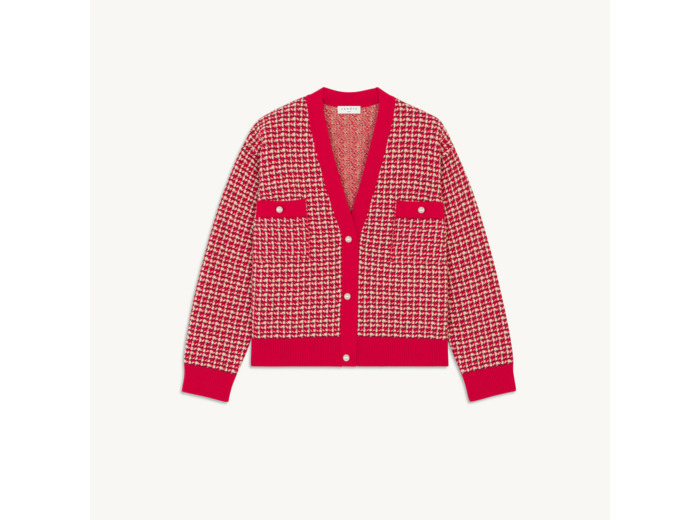 Cardigan court en tweed fantaisie