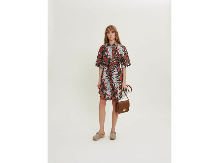 Robe chemise en voile de coton imprimé