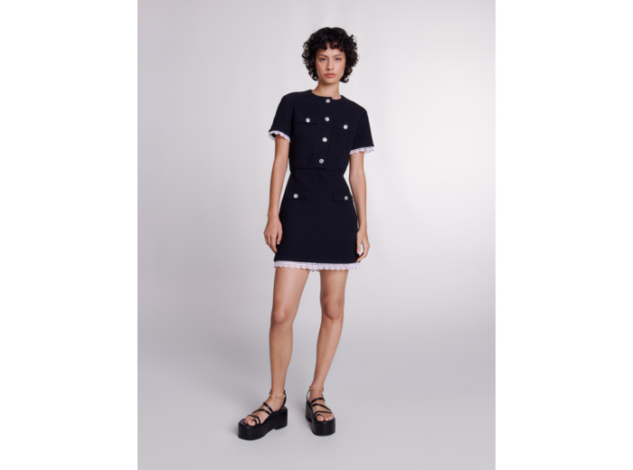 Robe courte en tweed à galons