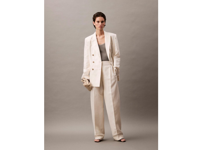 BLAZER DOUBLE BOUTONNÉ EN LIN DÉCONTRACTÉ