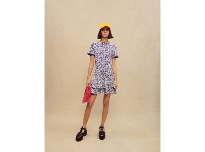 Robe courte fleurie ajourée