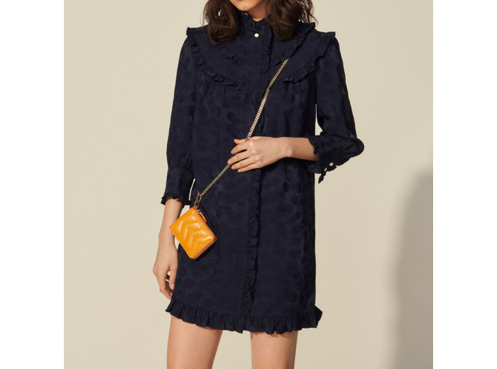 Robe courte en jacquard marguerites