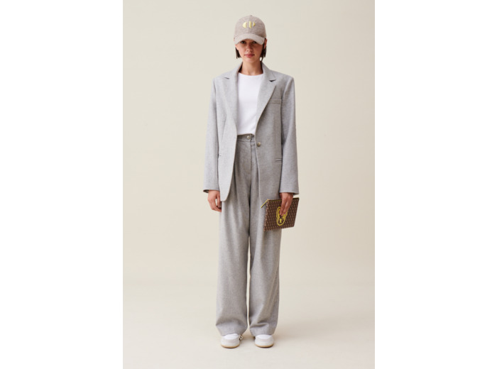Veste tailleur gris laine mélangée