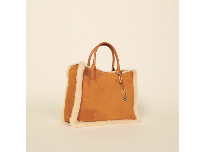 Cabas en cuir et fourrure