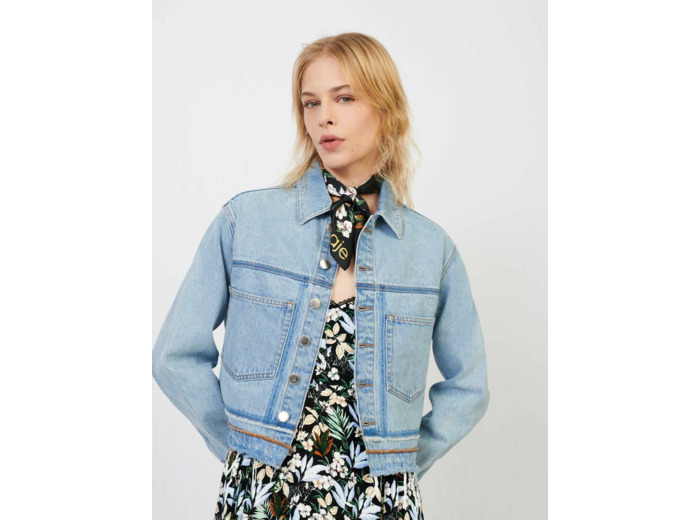 Veste en jean délavé effet usé