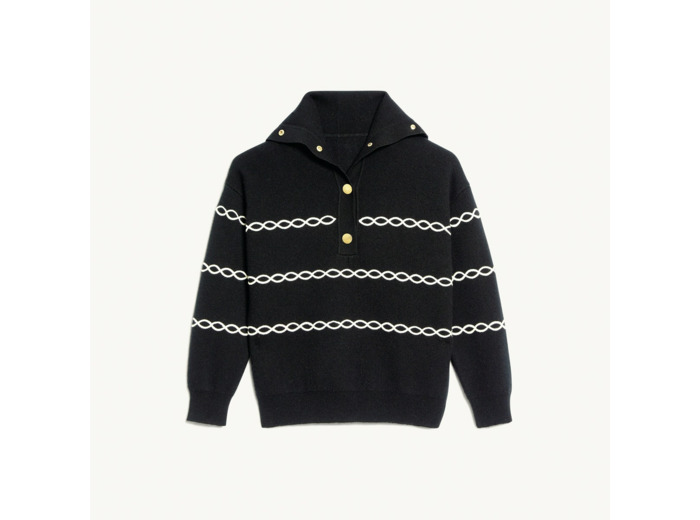 Pull marinière à torsades contrastées