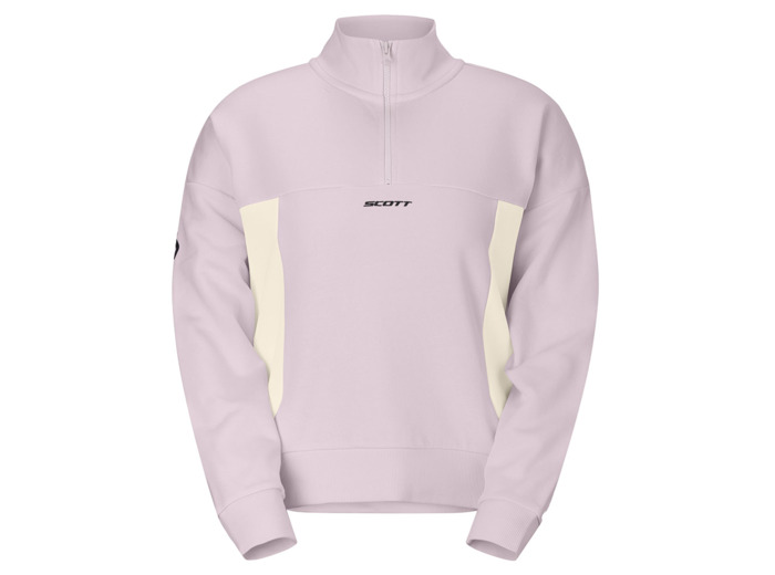Sweat semi-zippé Femme HALFZIP Rose/Coton Blanc