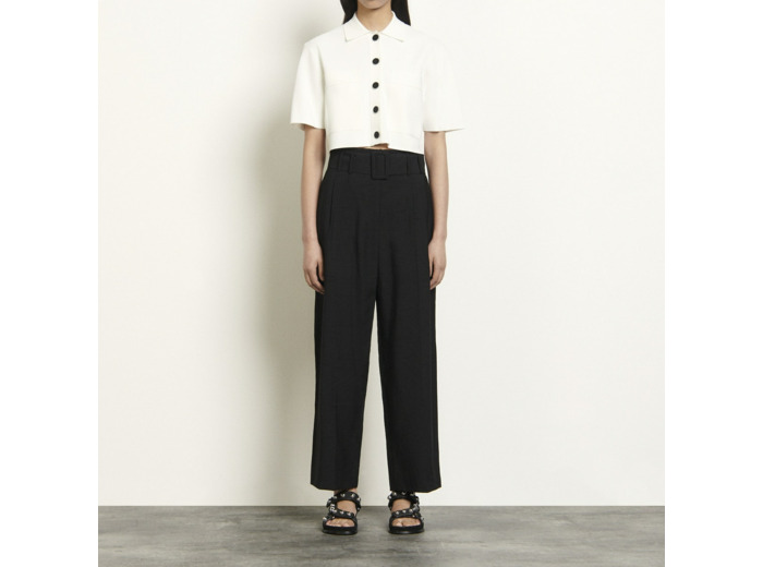 Pantalon taille haute avec ceinture