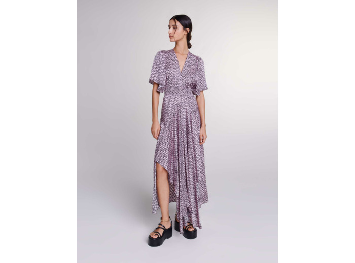 Robe longue satinée imprimée