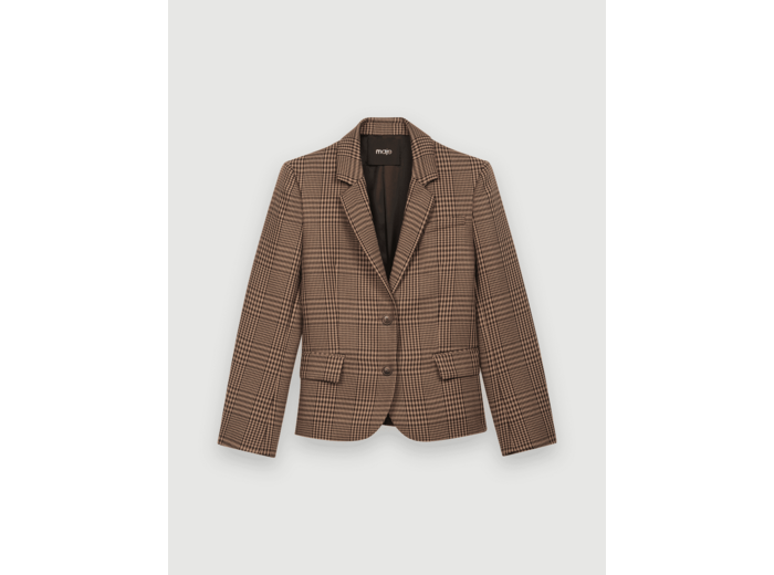 Veste de costume cintrée à carreaux