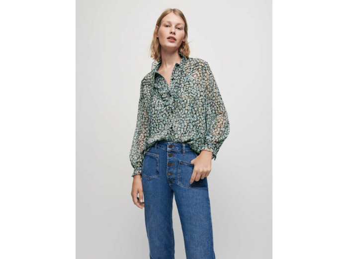 Chemise en mousseline lurex imprimée