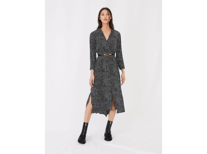 Robe longue imprimée en crêpe