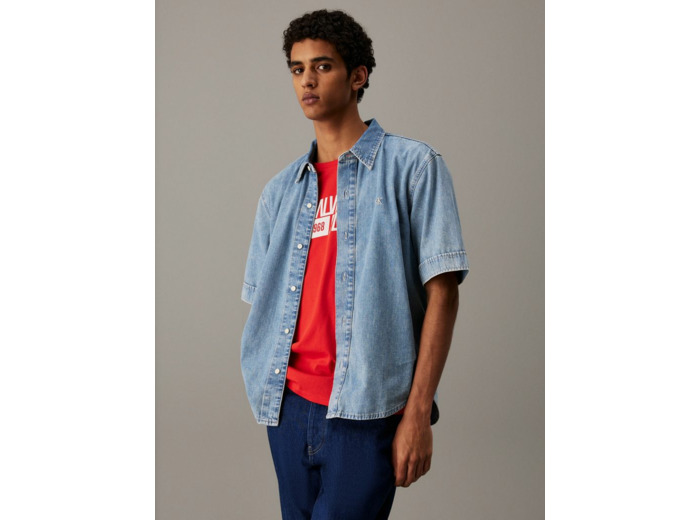 CHEMISE EN DENIM LÉGER À MANCHES COURTES