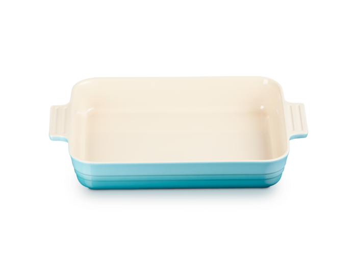 Plat rectangulaire classique 32cm en céramique bleu caraïbes