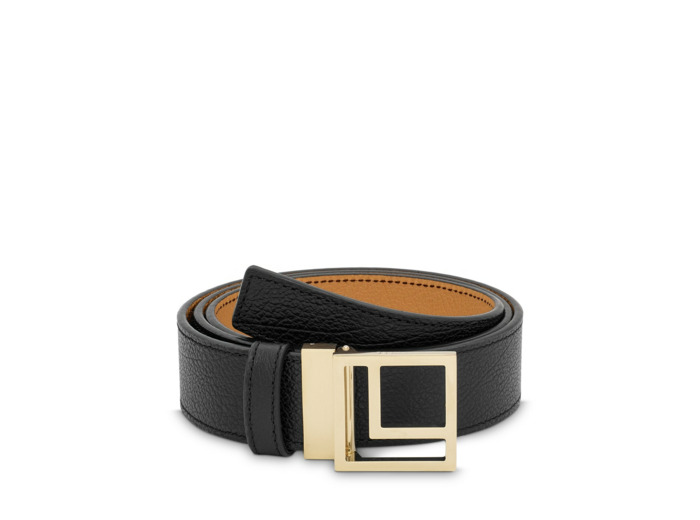 Logo Carré L - Ceinture réversible - Noir/Camel
