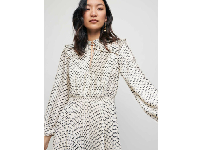 Robe plissée en satin imprimé nœuds