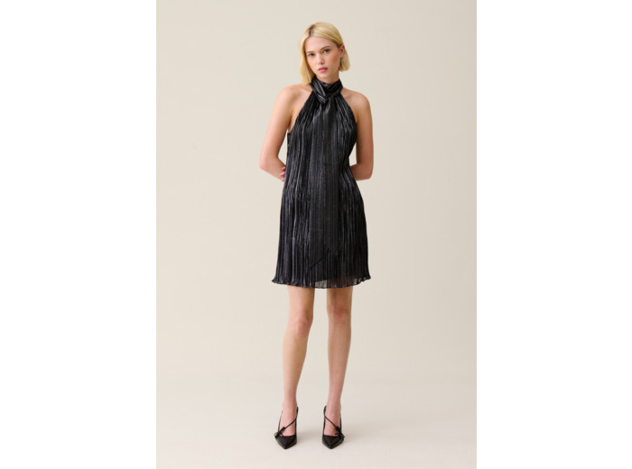 Robe courte plissée argentée