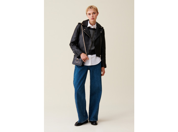 Veste cuir lisse cintrée