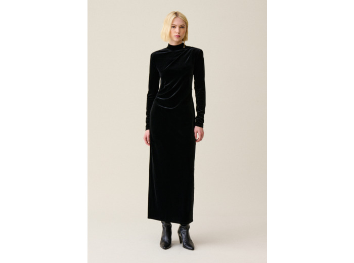 Robe longue cintrée velours noir