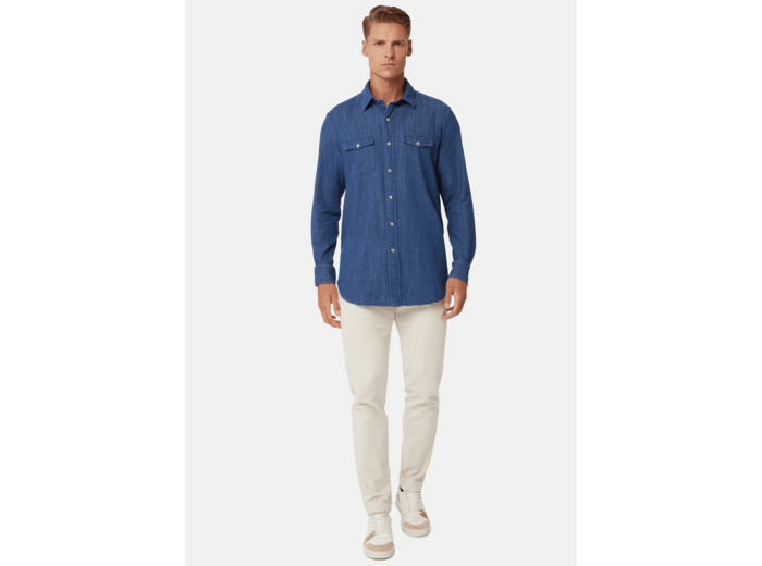 Chemise Indigo En Denim De Coton Regular Fit