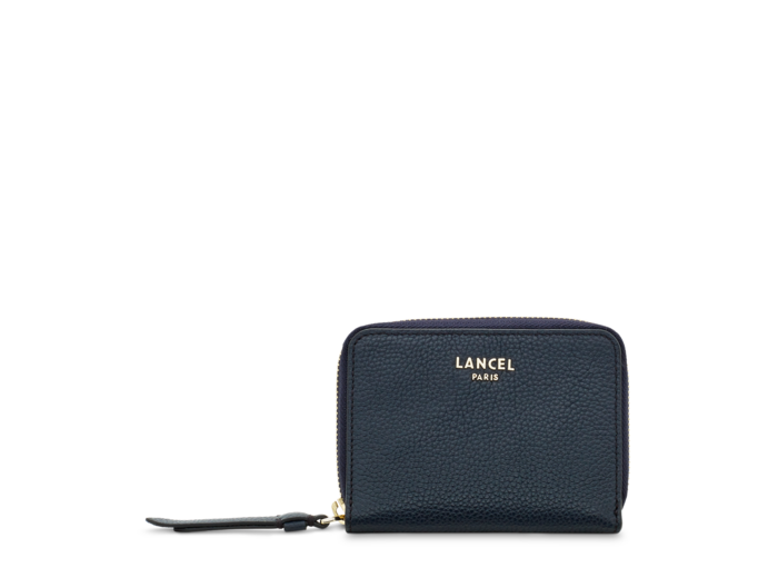 Lettrines de Lancel - Portefeuille continental zippé - Petit modèle - Bleu Marine
