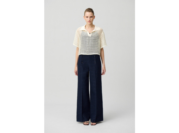 Pantalon droit rayé à pont