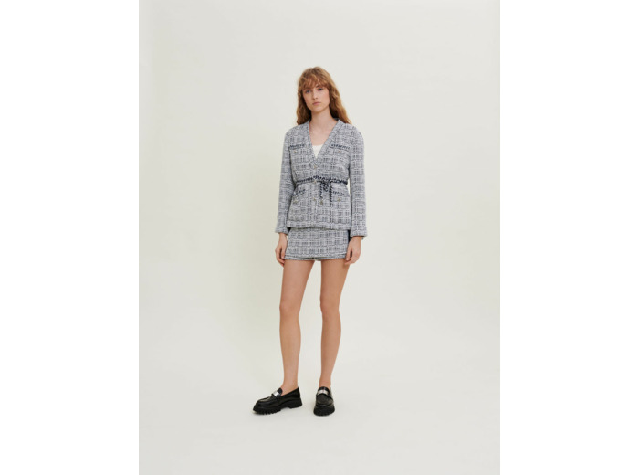 Veste en tweed ceinturée