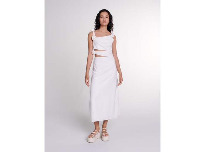 Robe longue en lin ajourée