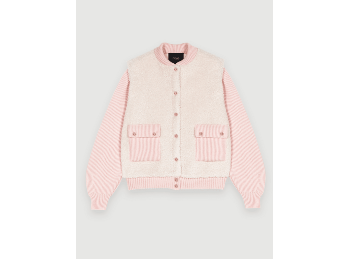 Blouson bi-matière rose