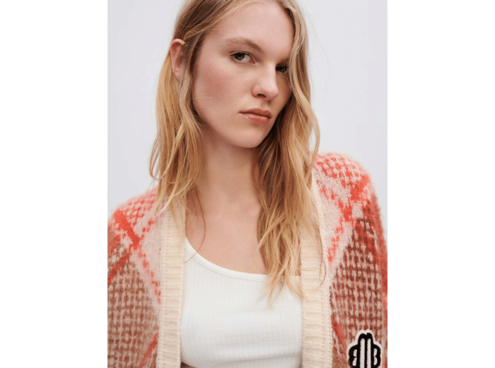 Cardigan fluffy en jacquard losanges