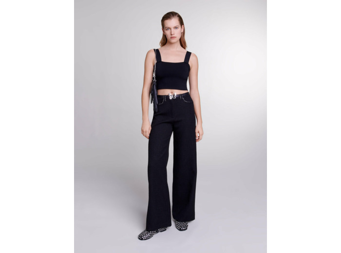 Pantalon large en tweed