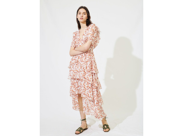 Robe maxi imprimée à volants