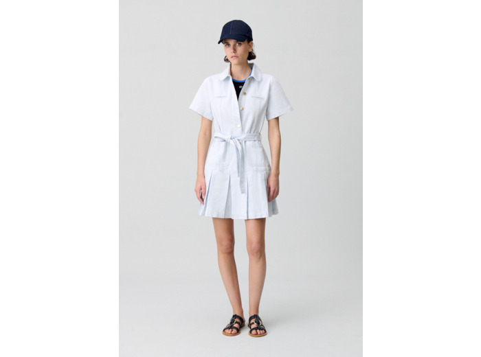 Robe courte denim à plis