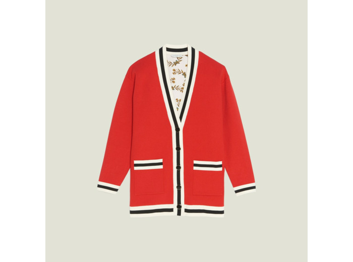 Cardigan long avec doublure imprimée