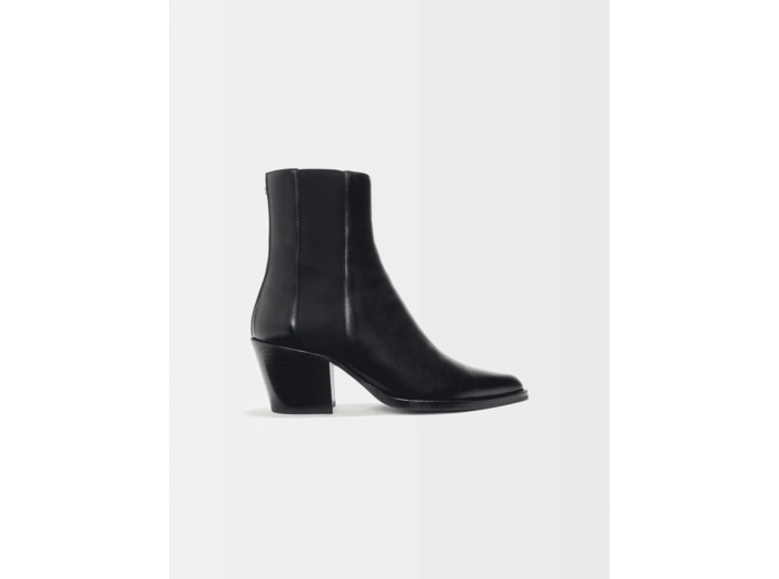 Bottines en cuir lisse mi-haute