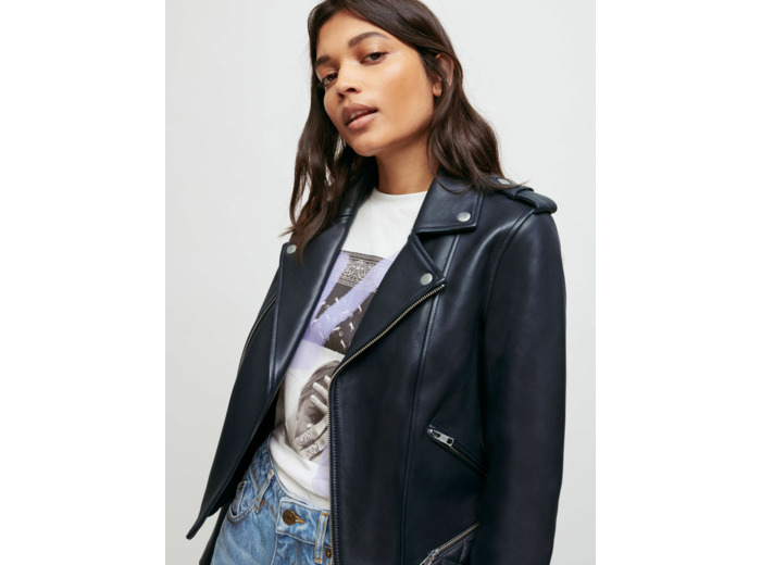 Blouson en cuir d'agneau façon biker