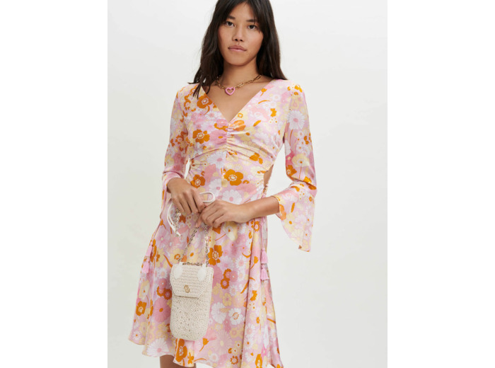Robe en satin imprimé Flower Power