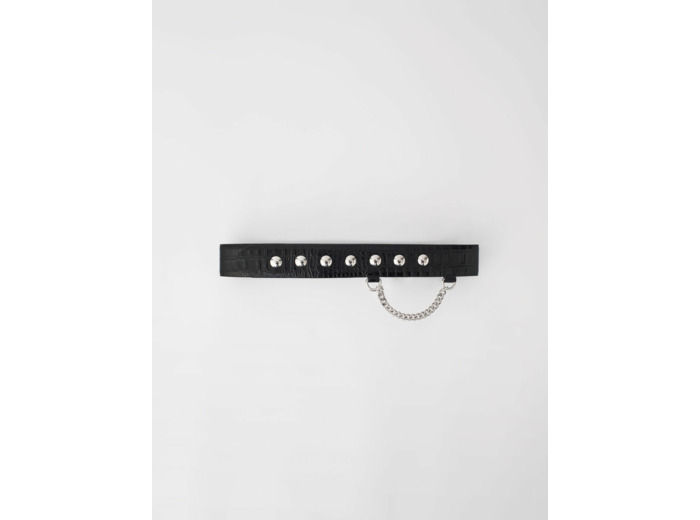 Ceinture en cuir à pressions et chaine