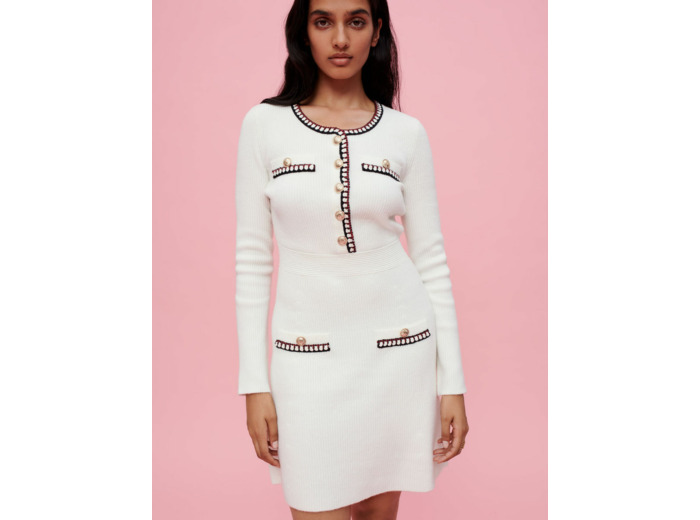 Robe en maille à côtes et à contrastes